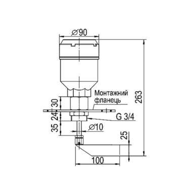 Габаритные и установочные размеры РСУ100-X.2.3