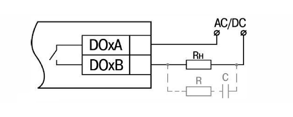 Схема підмикання зовнішніх пристроїв до дискретних виходів
