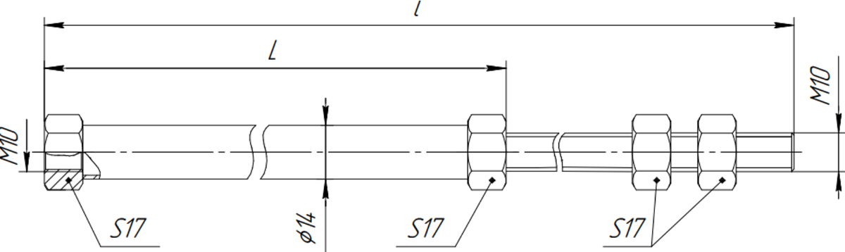 Подовжувачі штоку для РСУ100 - габарити