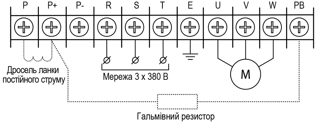 Схема підключення до силових клем